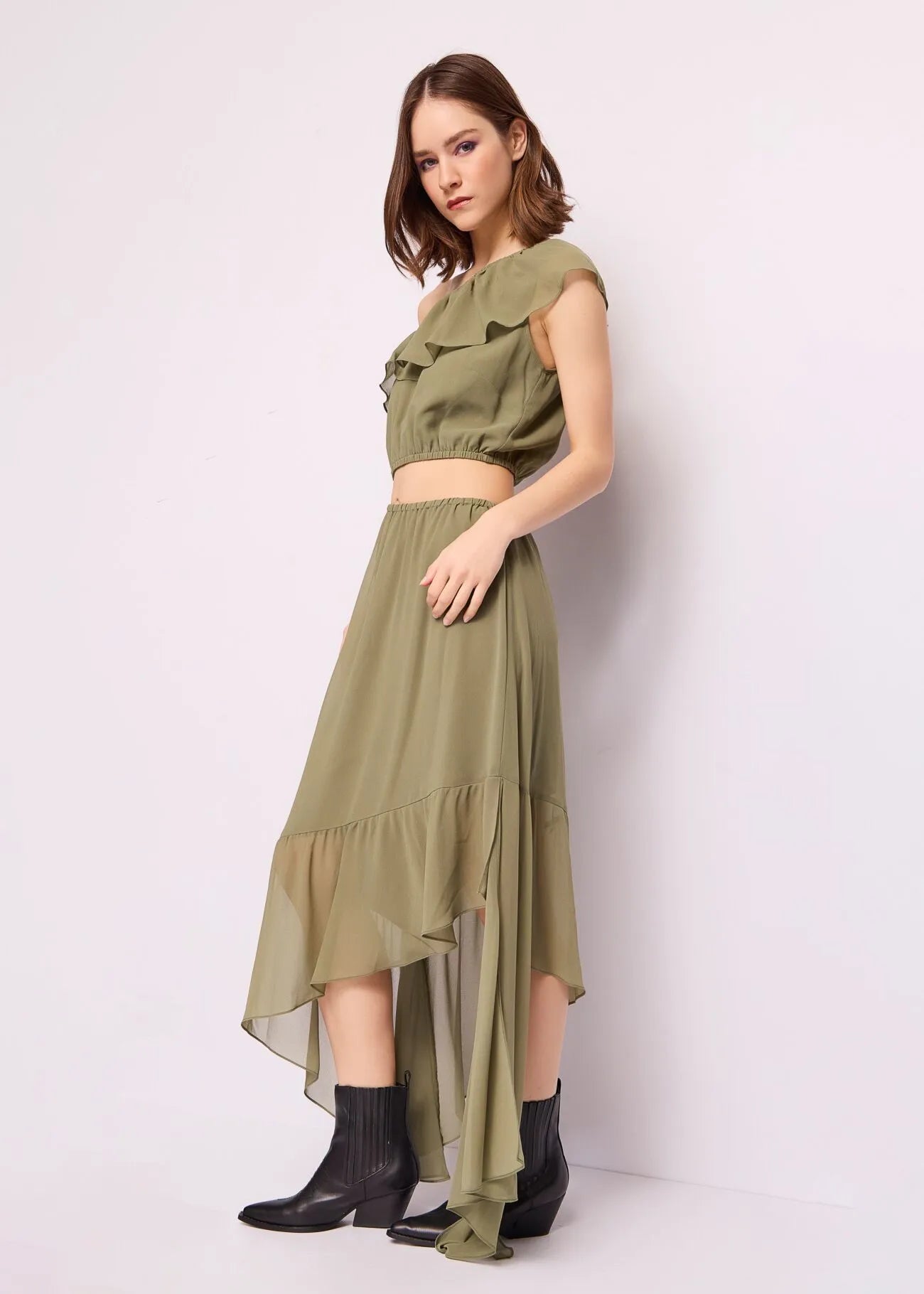 Abito monospalla in georgette DENNYROSE ART. 511DD15043