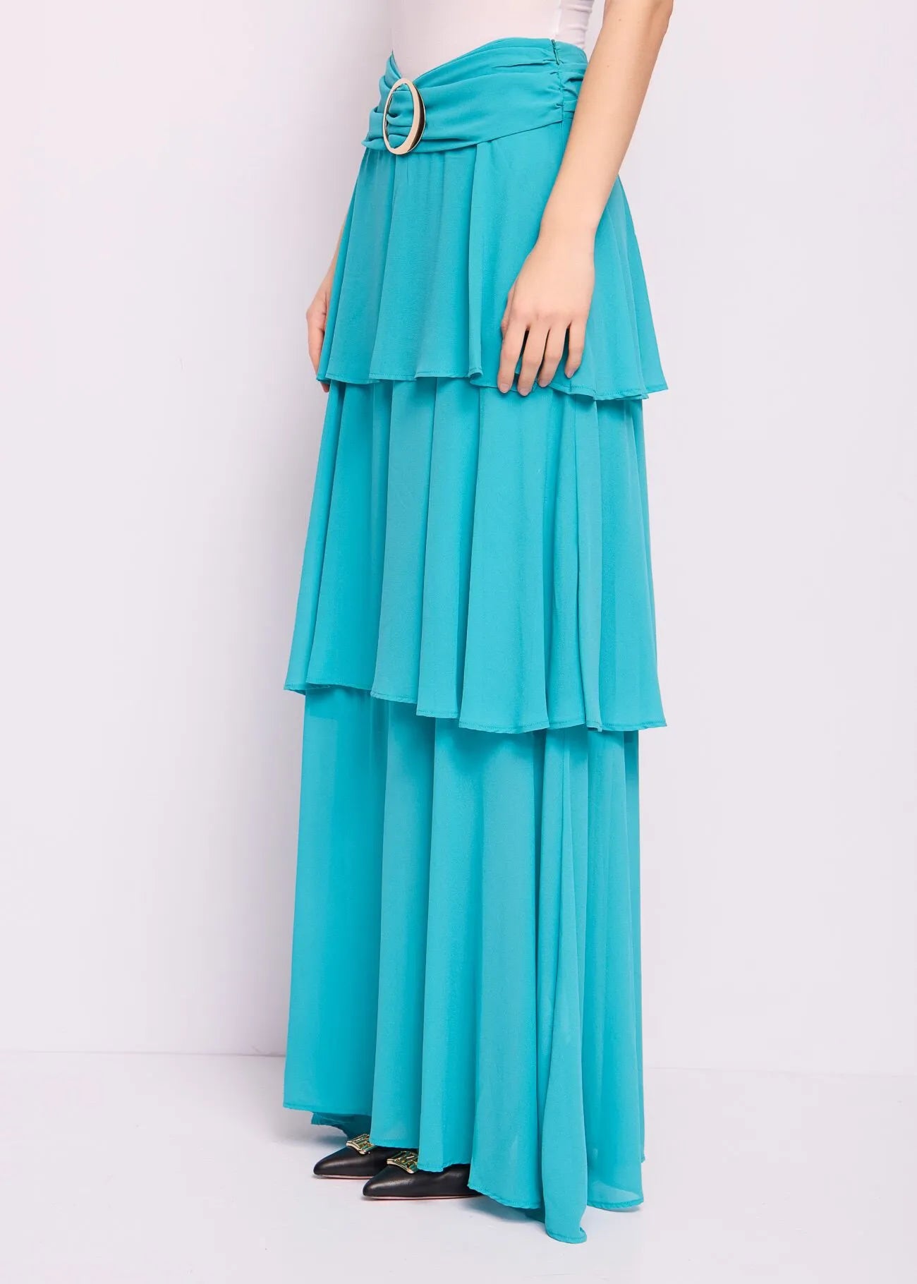 Gonna verde a balze con fibbia DENNYROSE ART.511DD75008