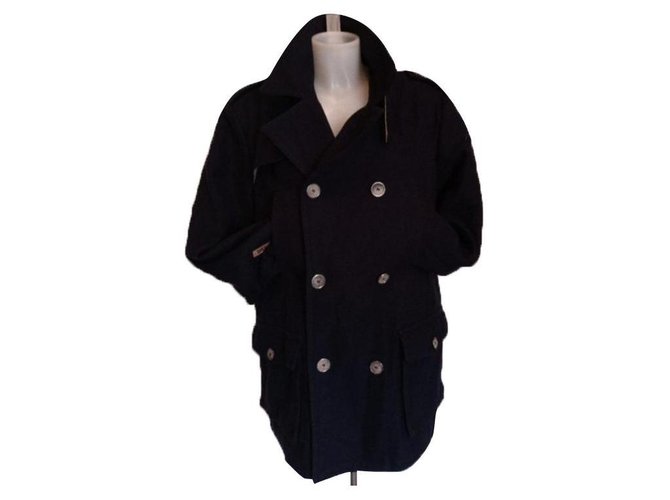 Autre Marque Cappotto giaccone doppiopetto blu navy Blu scuro