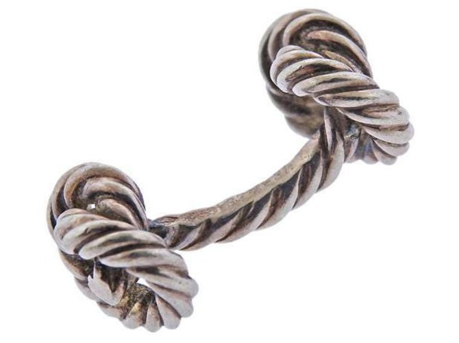 Hermès Noeuds Marins, gemelli in corda d'argento Silver hardware