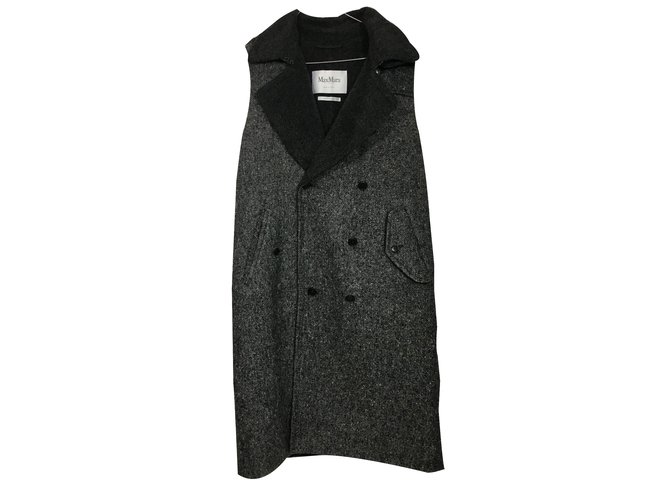 Max Mara Cappotto senza maniche Grigio