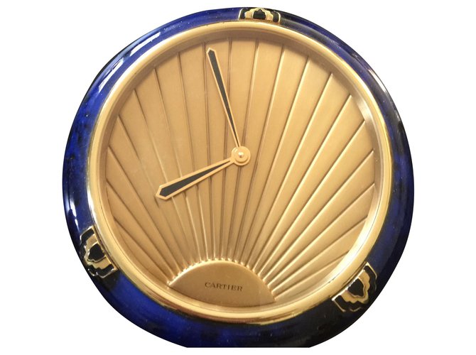 Pendulette de bureau Cartier Vintage art deco lapislazzuli Blu