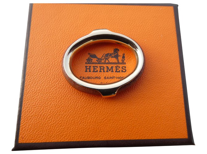 Sciarpa anello Hermès modello kyoto in acciaio permabrass e pelle Gold hardware