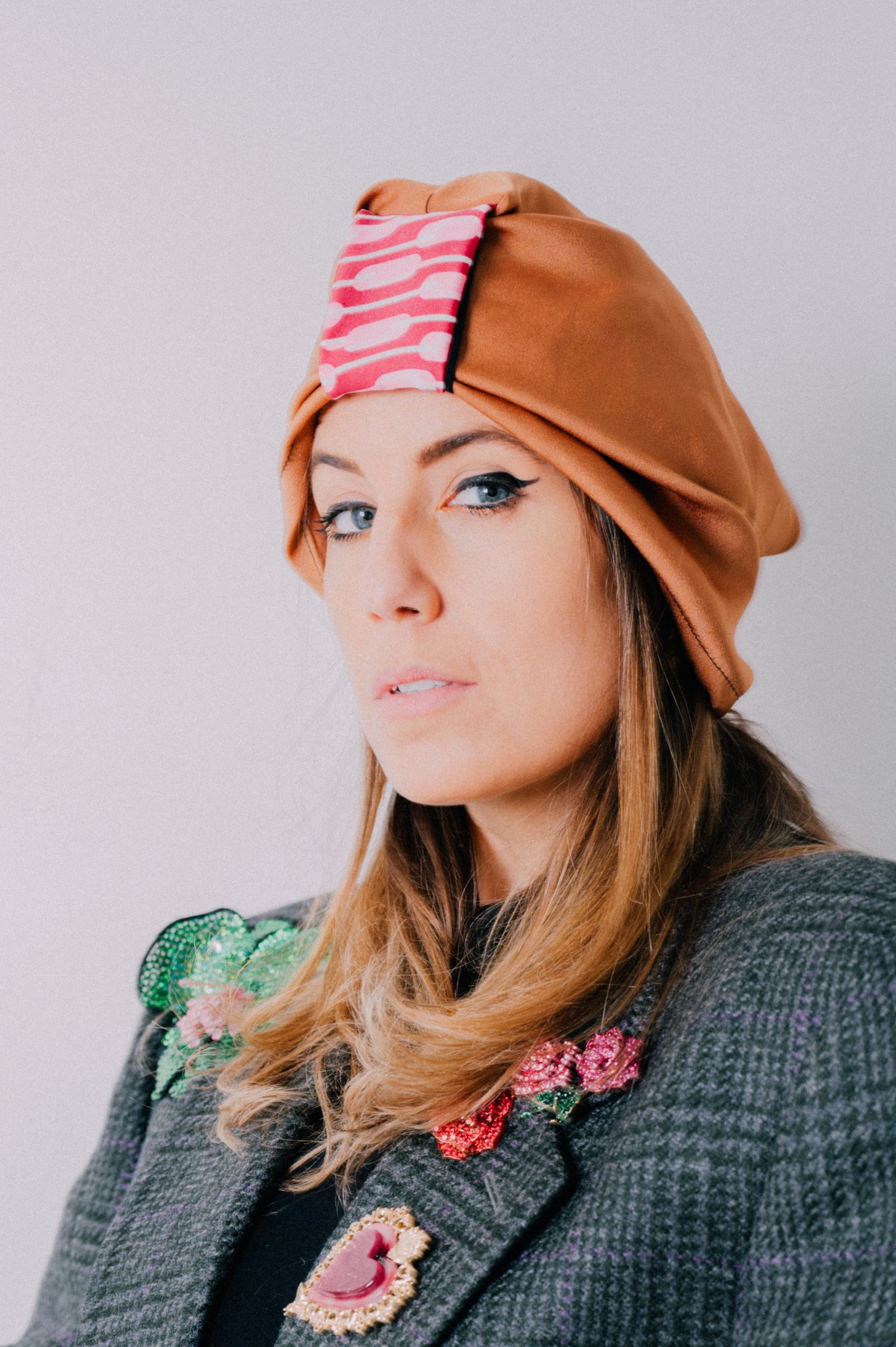 Turbante in satin bronzo - taglia L