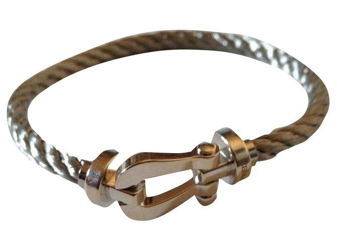 Fred Modello grande oro bianco e acciaio Grigio