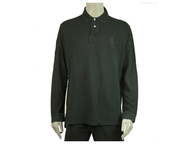 Polo Ralph Lauren Ralph Lauren Polo Sport Washed Black Camicia in cotone a maniche lunghe da uomo taglia XL Nero