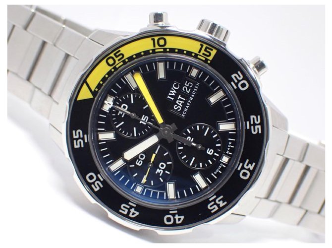 Bracciale cronografo IWC Aquatimer nero da uomo