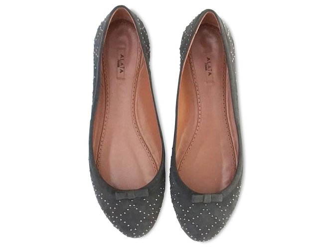 Alaïa Ballerine nere con borchie Grigio