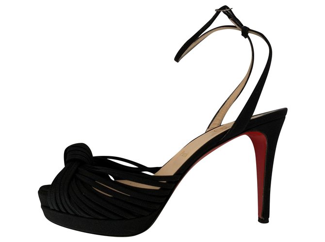 Christian Louboutin Sandali alti neri in crepe de chine Black Nero