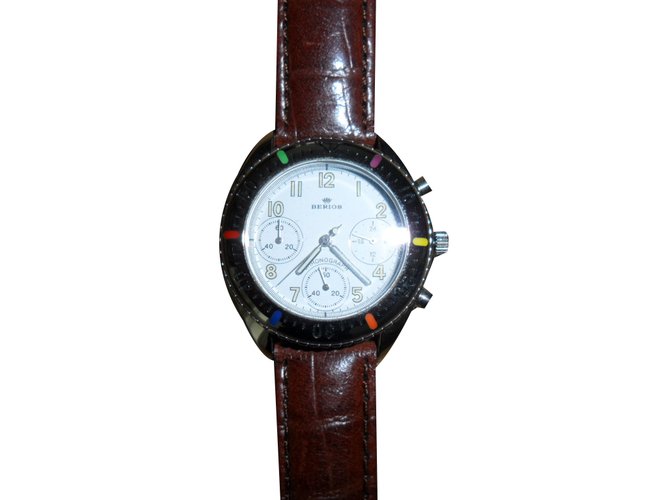 Autre Marque BERIOS RARO 80s VINATO CRONOGRAFO NUOVO VECCHIO STOCK Argento