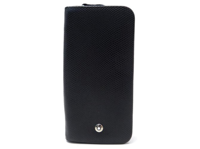 Astuccio 3 PENNA MONTBLANC BOHEME PICCOLA IN PELLE NERA PORTAPENNE Nero