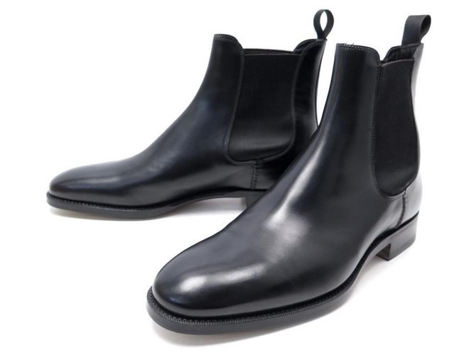NUOVE SCARPE SANTONI 1014 8 IT 43 FR STIVALI TRONCHETTO CHELSEA IN PELLE NERA Nero