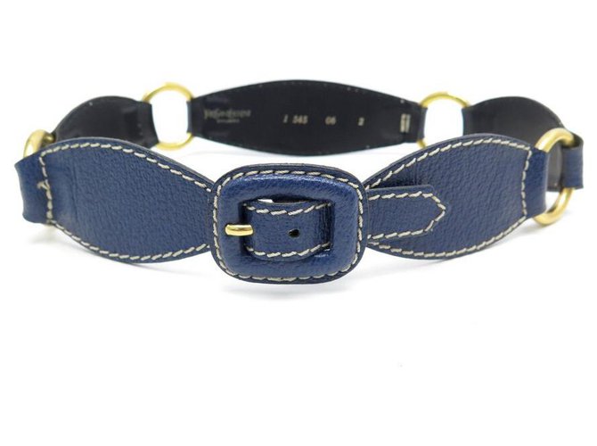 TAGLIA CINTURA YVES SAINT LAURENT 70 ANELLI DA CINTURA E PELLE SEED BLU