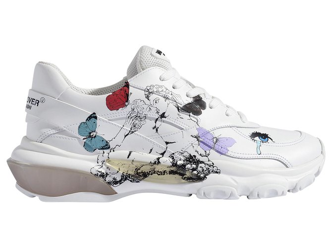 Valentino Garavani Sandali Slide con piume rimovibili in nero in Bianco