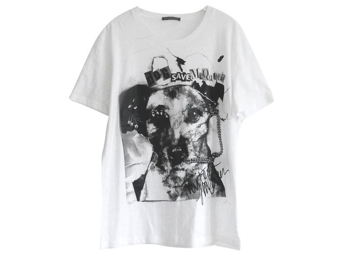 Alexander McQueen 2009 Maglietta Dog Save McQueen Bianco