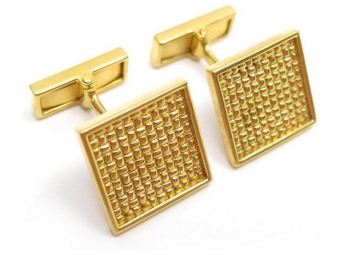 GEMELLI QUADRATI CARTIER IN ORO GIALLO 18K 13GEMELLI IN ORO CON SCATOLA GR D'oro