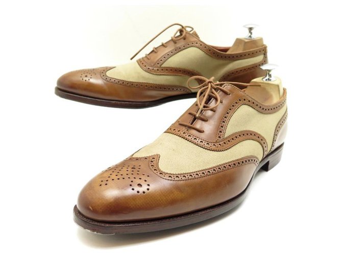 Autre Marque SCARPE CROCKETT & JONES SAUNTON RICHELIEU 9.5E 43.5 SCARPE IN TELA E PELLE Marrone