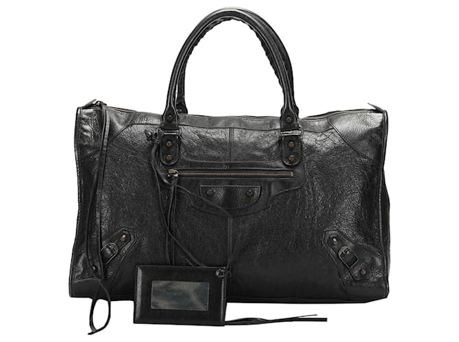 Borsa a mano in pelle di agnello da lavoro classica da motocross nera Balenciaga Nero