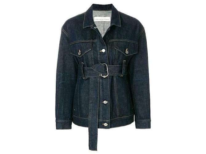 Golden Goose Deluxe Brand Giubbotto di jeans viola oversize con cintura del marchio Golden Goose Deluxe Blu