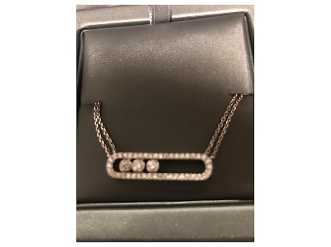 100% COLLANA AUTHENTIC MESSIKA IN ORO BIANCO DIAMANTI MOVE CLASSIC PAVÉ