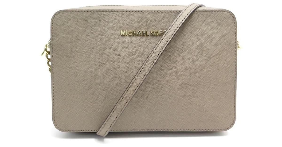 BORSA A MANO NUOVA MICHAEL KORS JET SET BORSA A MANO BANDOULIERE IN PELLE TAUPE GM