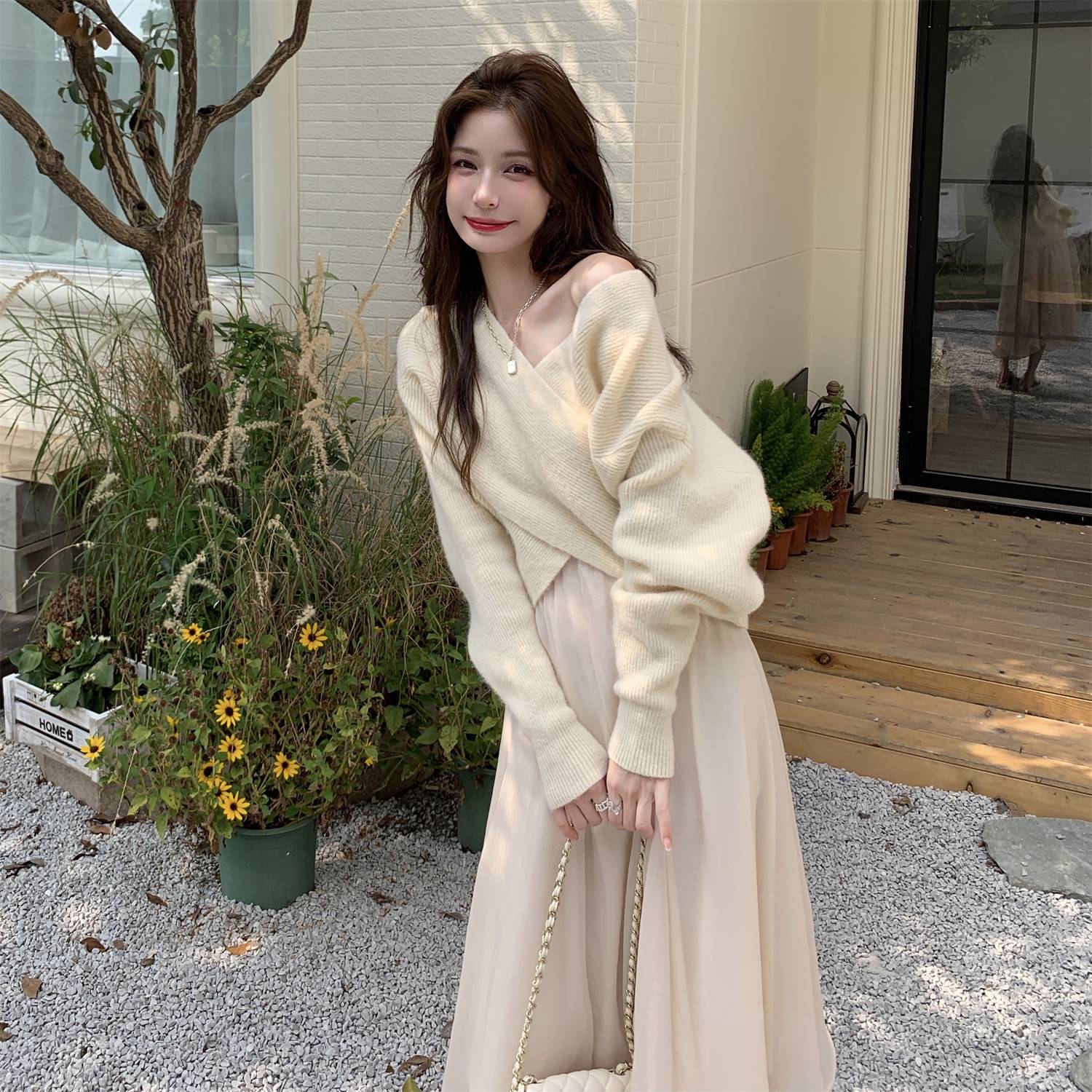 Maglione invernale incrociato da donna