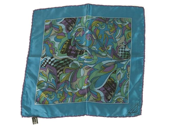 Autre Marque Vitaliano Pancaldi 100% Sciarpa da taschino da taschino da uomo in seta blu floreale