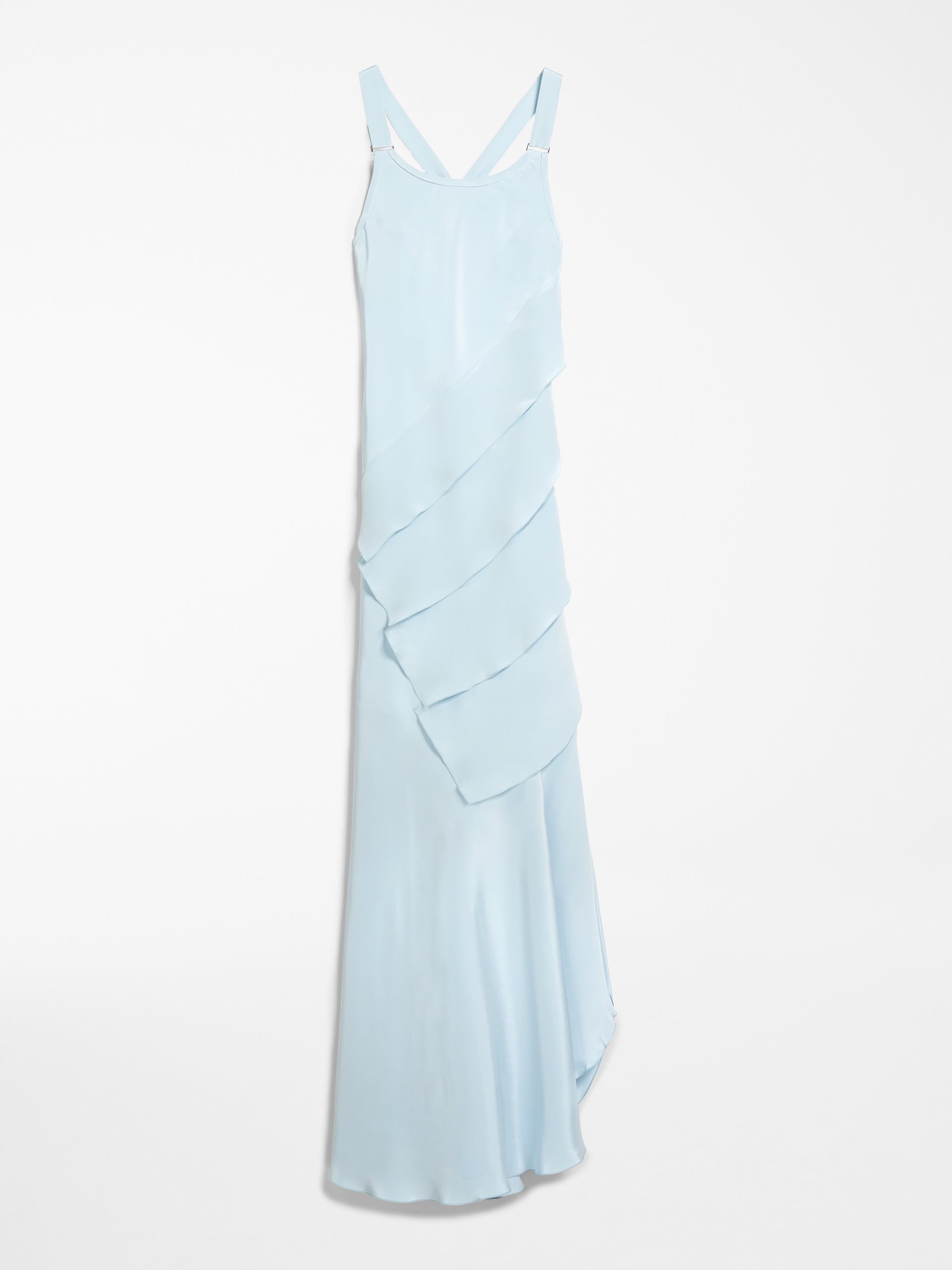 Abito in crepe de chine in seta con balze laterali