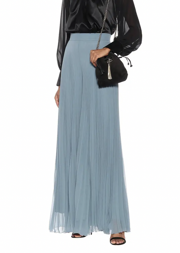 Gonna pantalone in geogette sablè - plissè- color blu avio