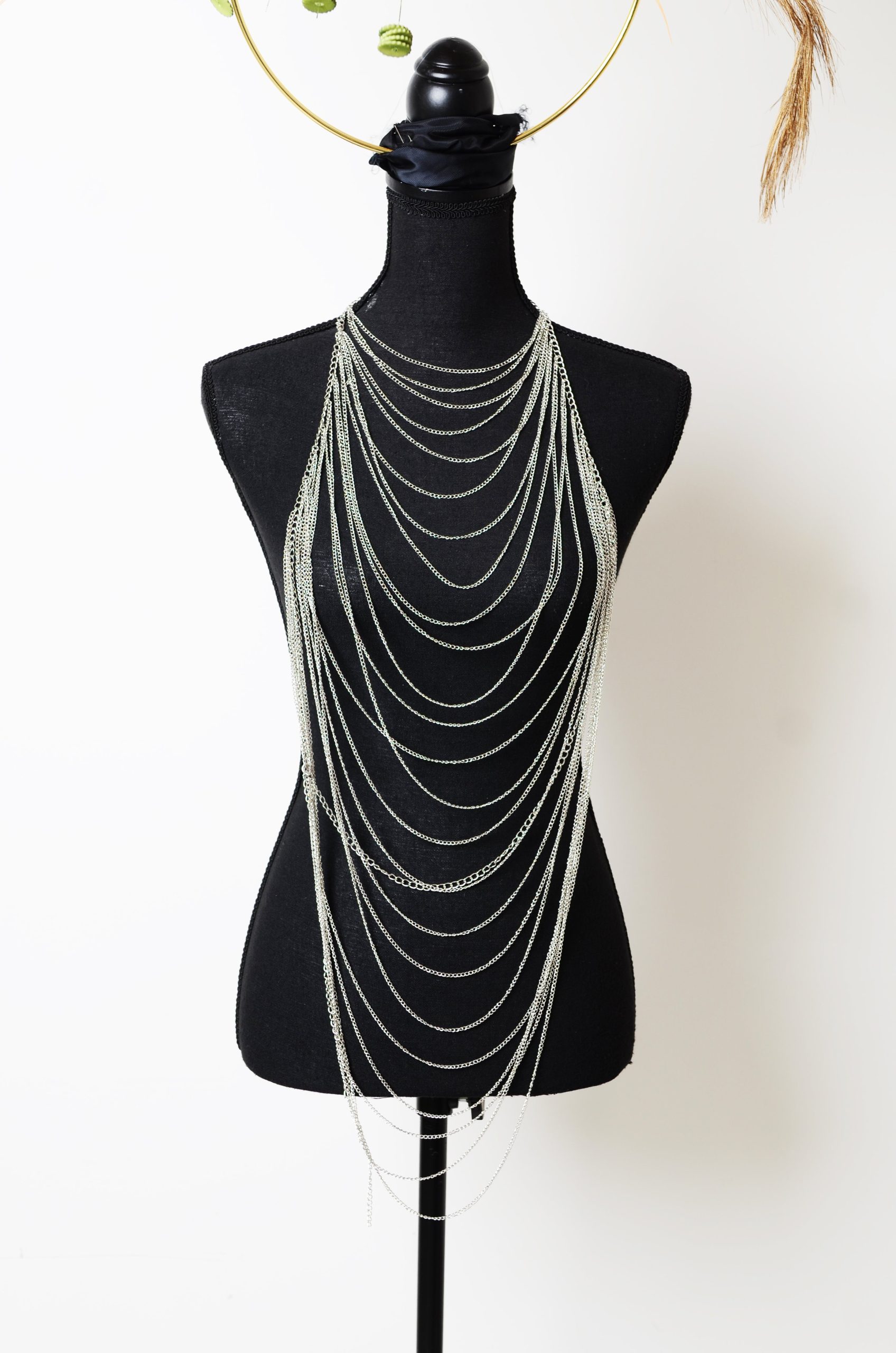 Collana corpo con catene a cascata - in acciaio inossidabile argento