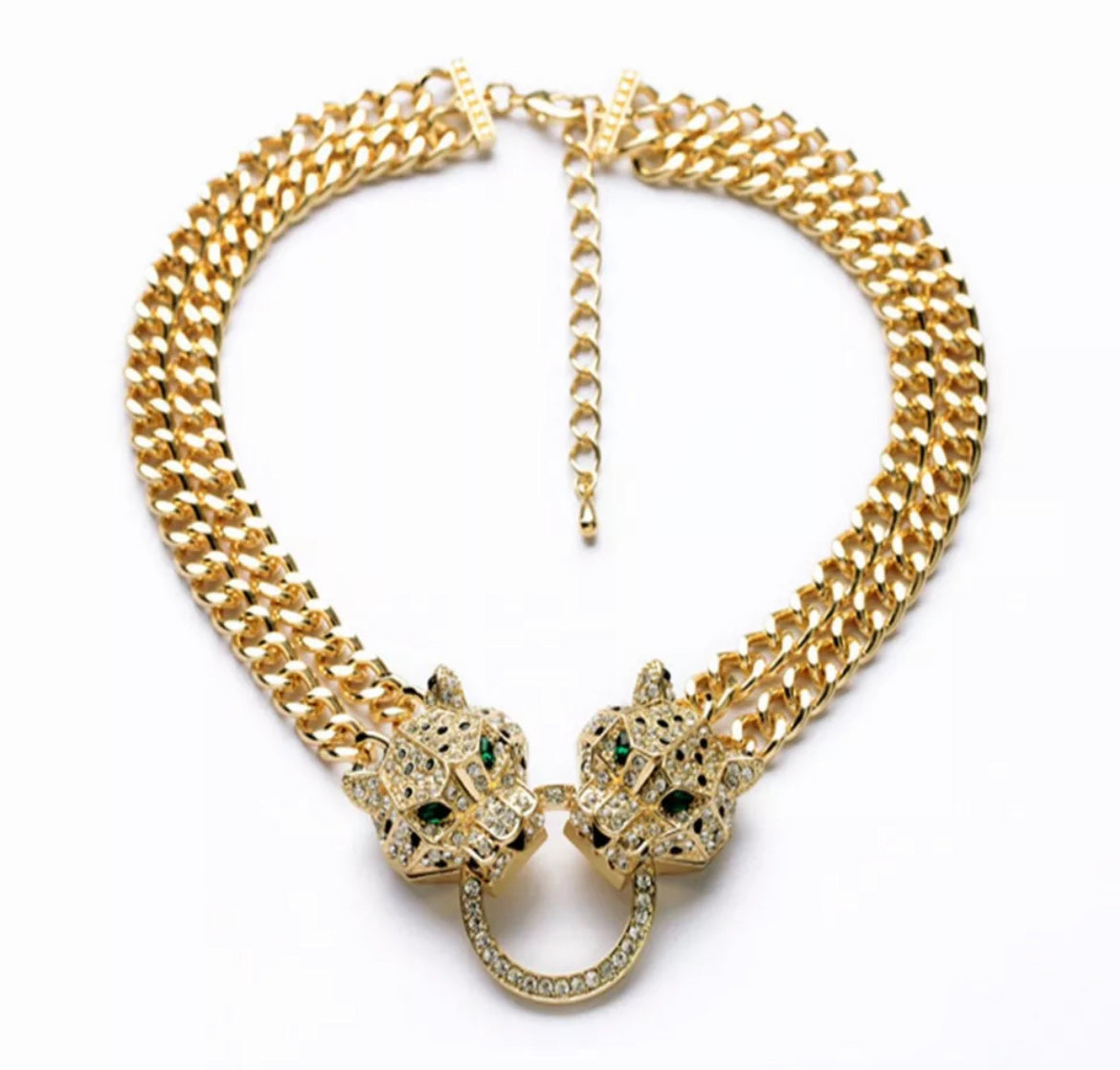 Collana tigri in acciaio inossidabile e zirconi