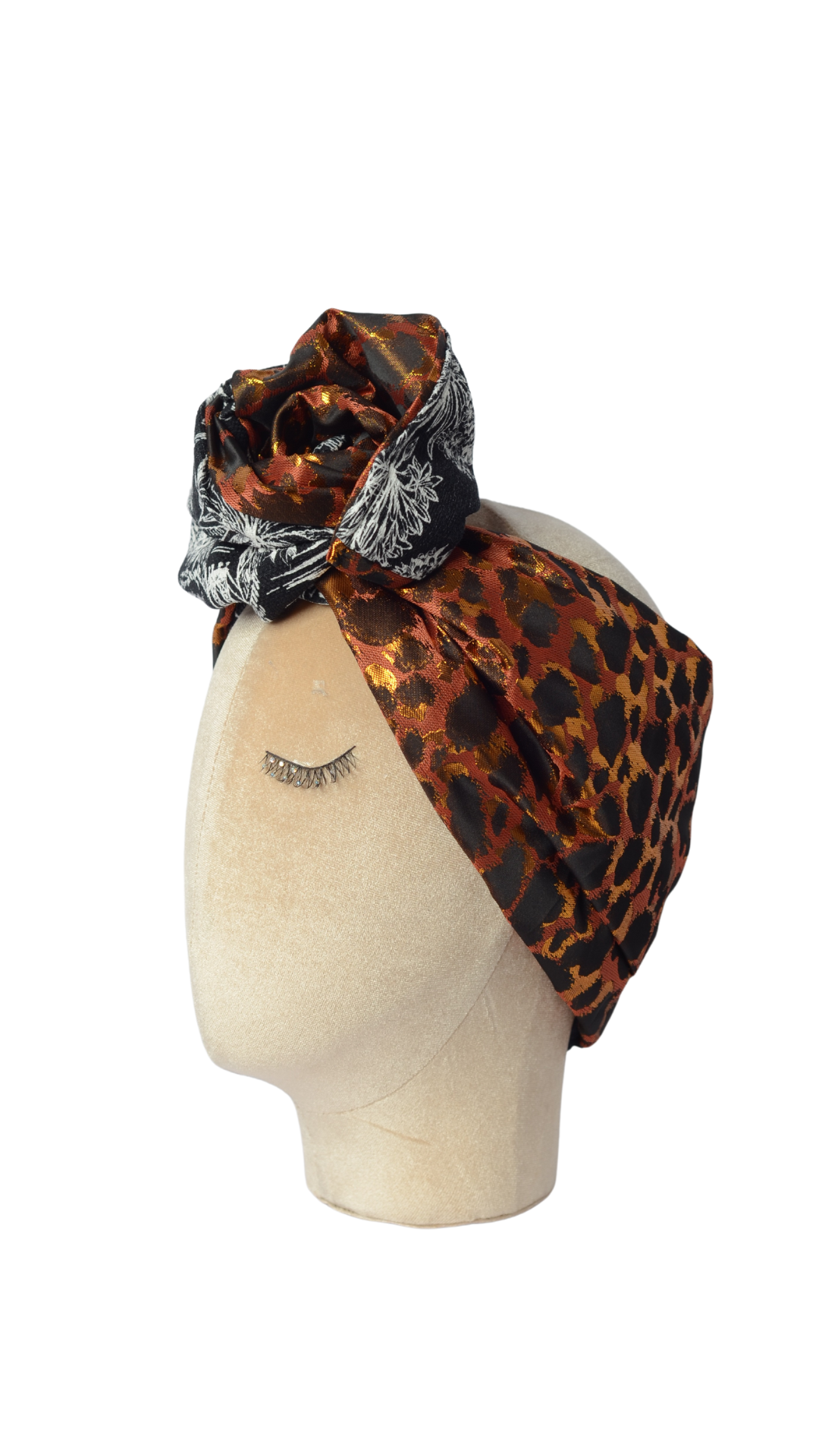 Fascia modellabile per capelli in cotone nera e maculata  doubleface