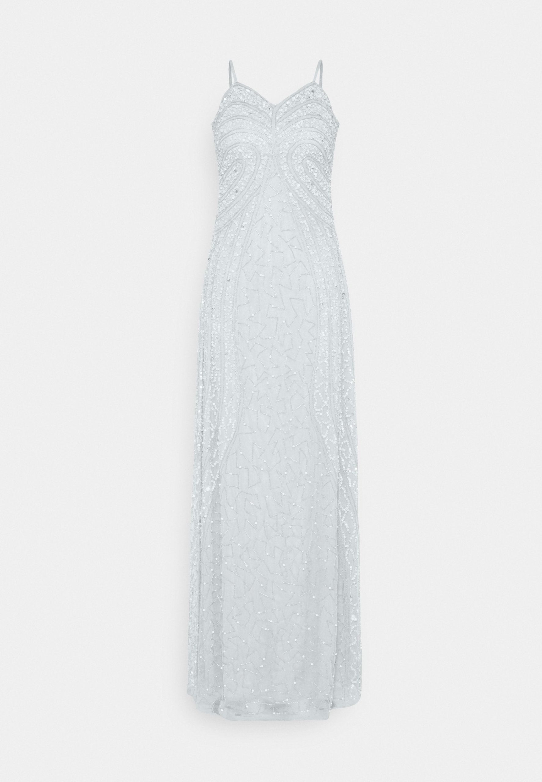 Abito da sera aderente con ricami di paillettes verde acqua