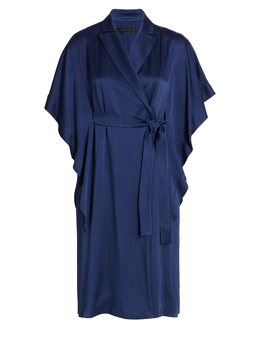 Abito blu a kimono con cintura in vita