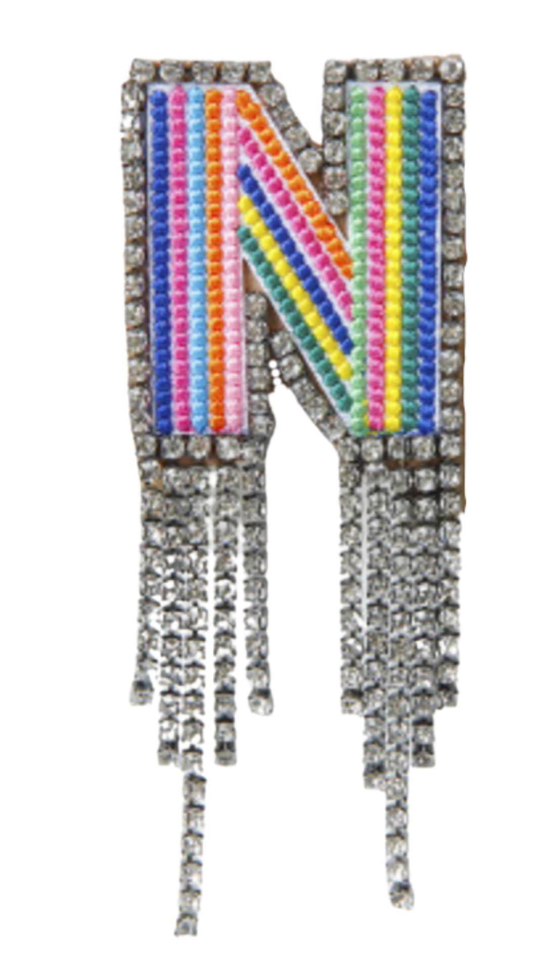 SPILLA MULTICOLOR CON STRASS LETTERA "N”