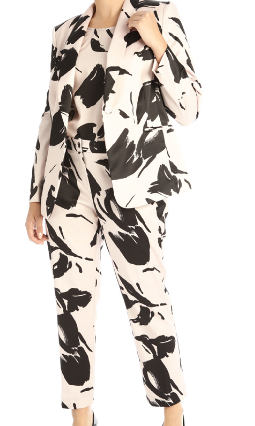 Pantaloni dritti in duchesse rosa e nero Tg 54