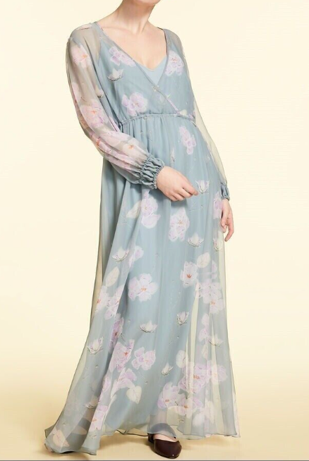 Abito in georgette di seta azzurro polvere Marina Rinaldi