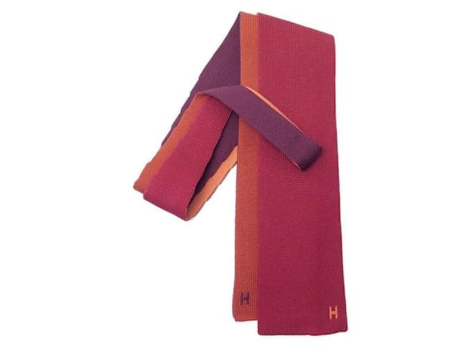 Hermès NUOVA CRAVATTA IN MAGLIA DI SETA HERMES 4 NUOVA CRAVATTA ROSSA TRICOLORE SETA TIME