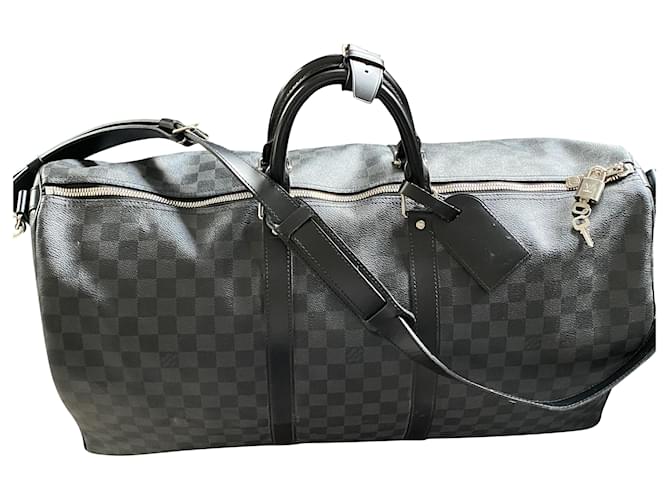 Abbesses Louis Vuitton Borsa a tracolla Keepall 55 Grigio antracite