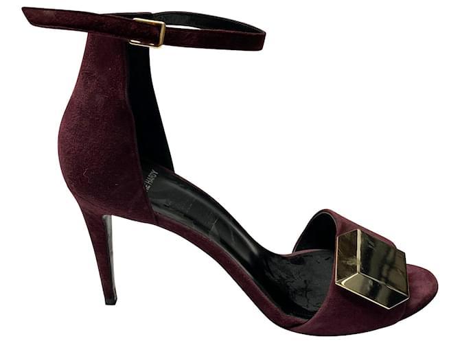 pierre hardy 3D Cube Décolleté con cinturino alla caviglia in camoscio bordeaux Rosso Bordò