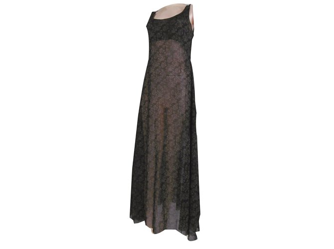 Long Issey Miyake Lace 2 Way Dress Nero Grigio antracite