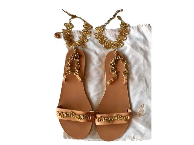 Ancient Greek Sandals Sandali NYX Beige D'oro