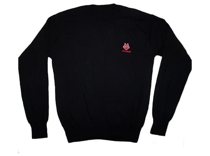 LOVE MOSCHINO MAGLIA IN MISTO LANA CON LOGO SUL PETTO Nero