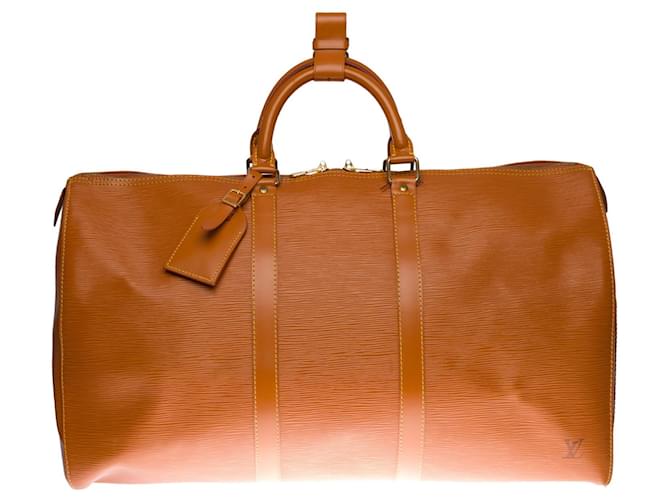Abbesses Louis Vuitton Keepall 50 in pelle epi cognac D'oro