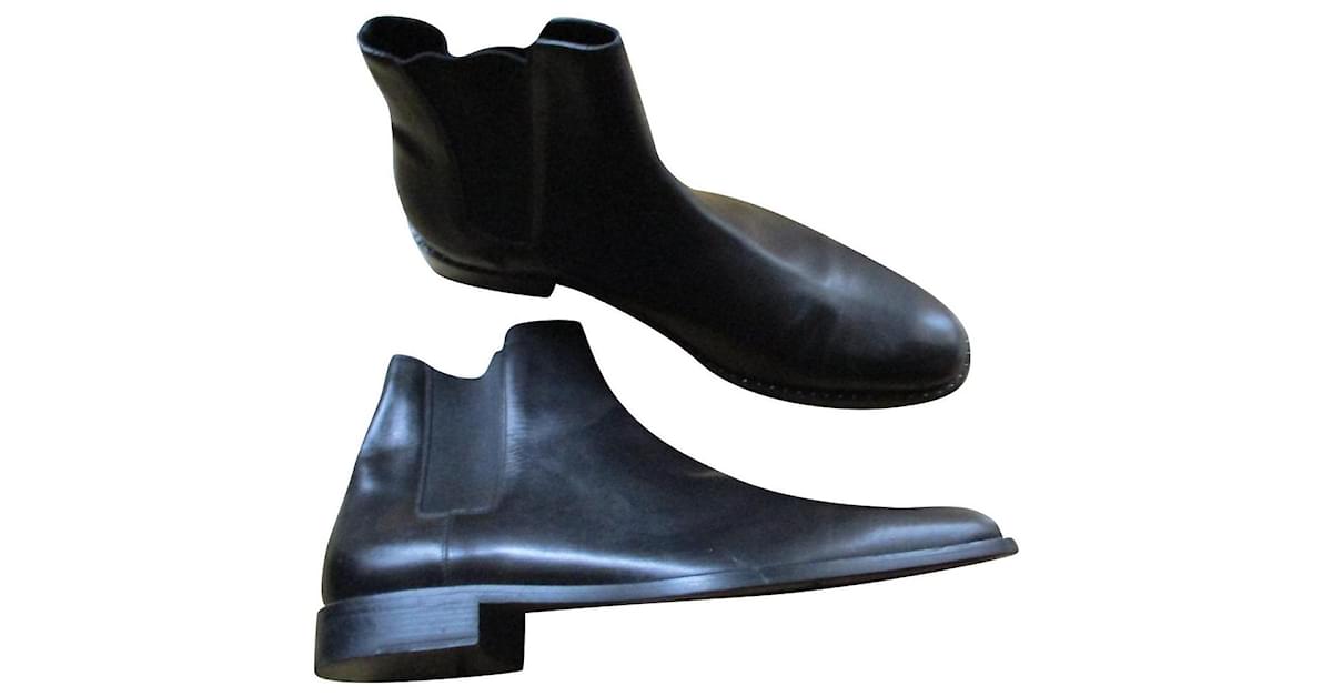 Yves Saint Laurent Stivaletti Chelsea in pelle nera, Pointure 46. Nero