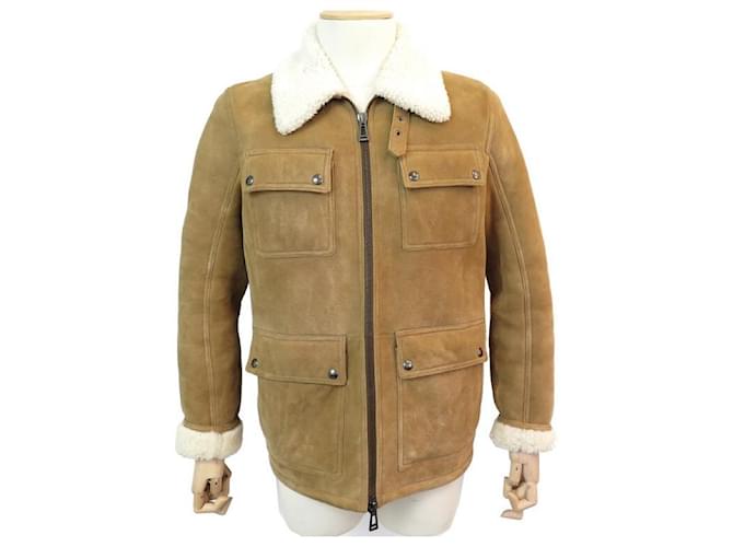 NUOVO CAPPOTTO BELSTAFF UPLAND T 50 M GIACCA IN SHEARLING Taupe