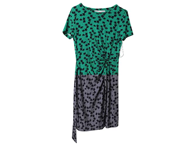 Abito midi Diane Von Furstenberg Zoe con stampa cravatta in viscosa verde