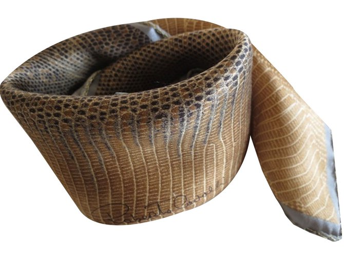Roberto Cavalli Sciarpe di seta Beige D'oro Caramello