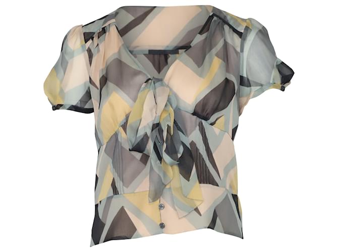 Top con fiocco stampato di Diane Von Furstenberg in seta multicolore Stampa python