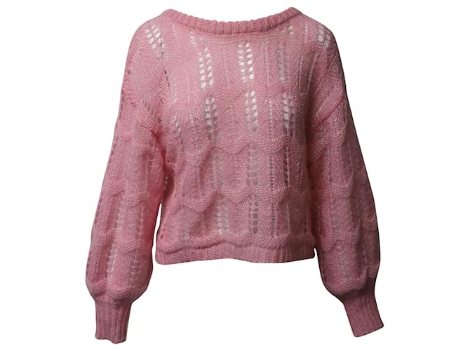 Autre Marque Top in maglia a trecce Love Shack Fancy Vyoma in lana di alpaca rosa